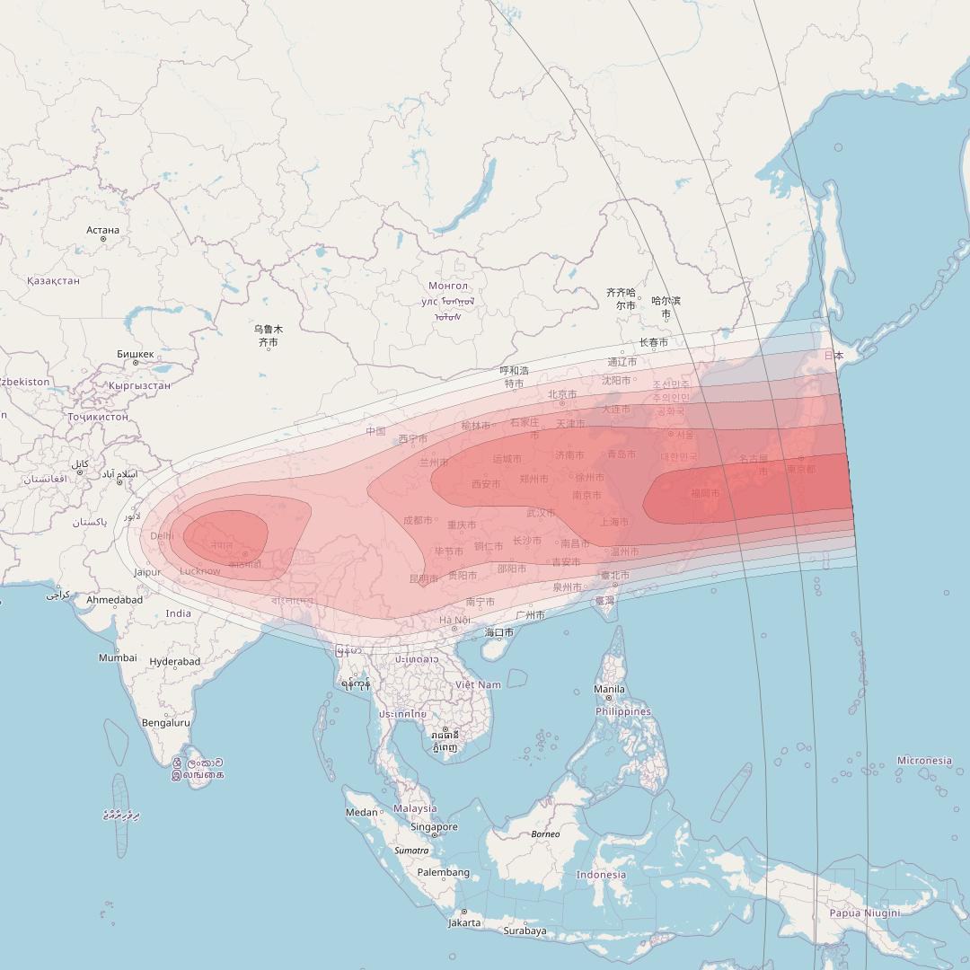 Amos 4 at 65° E downlink ku-band Nepal beam coverage map