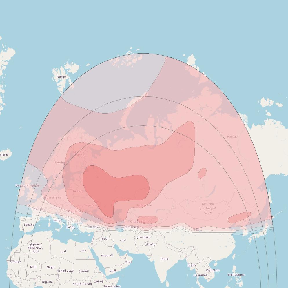 Intelsat 17 at 66° E downlink Ku-band Russia beam coverage map