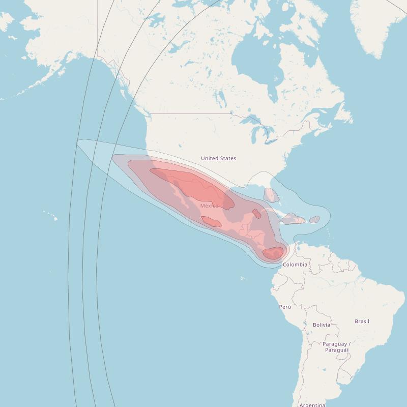 Star One D2 at 70° W downlink Ku-band Mexico beam coverage map