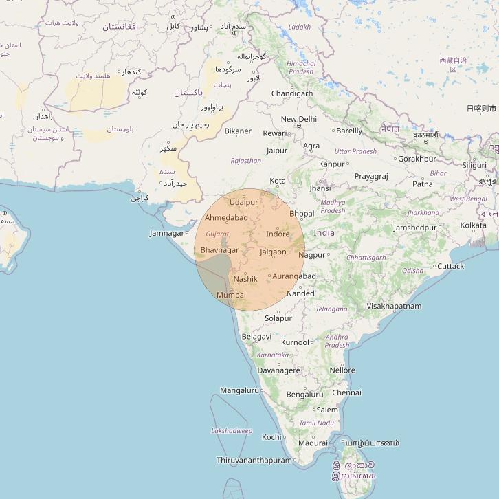 GSAT 11 at 74° E downlink Ka-band Ahmedabad Gateway beam coverage map