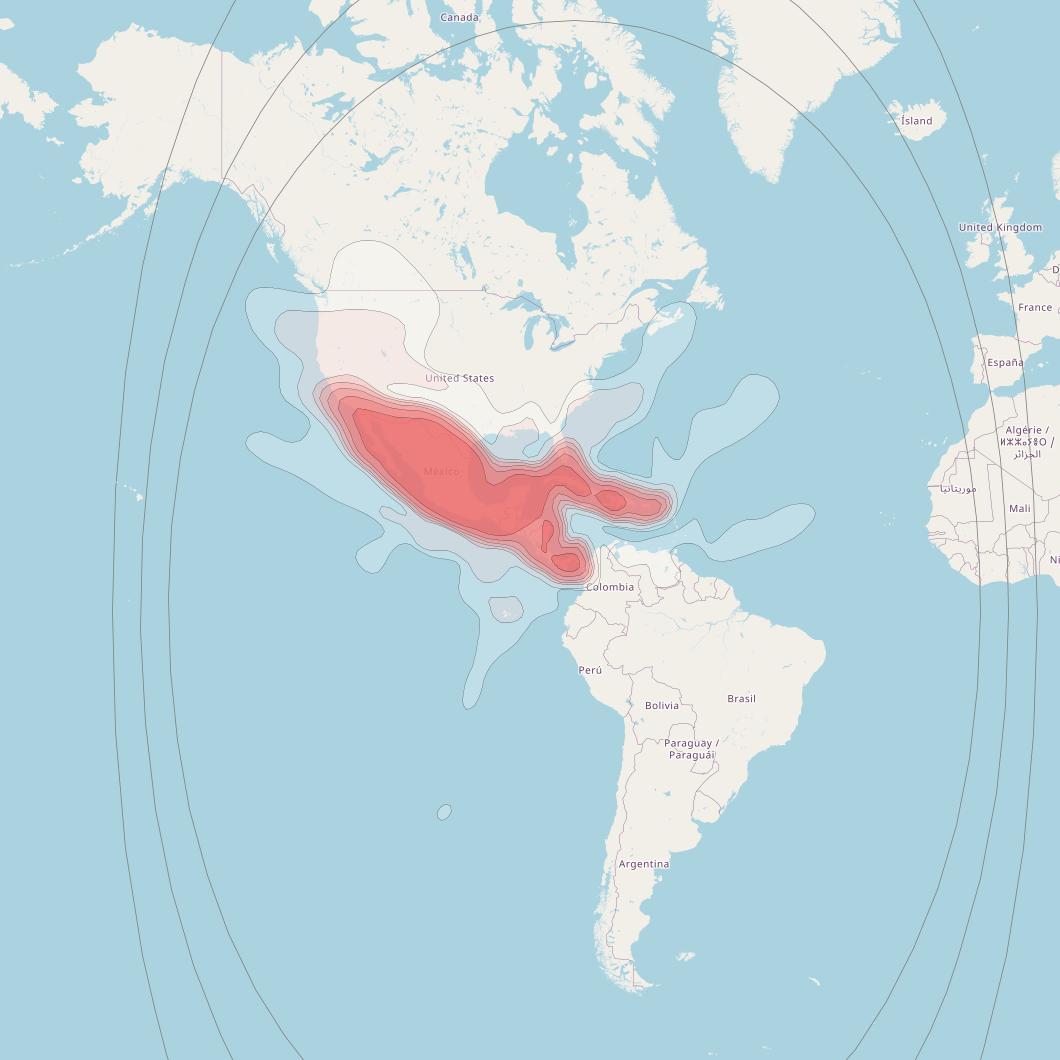 Sky-Mexico 1 at 79° W downlink Ku-band TKH beam coverage map