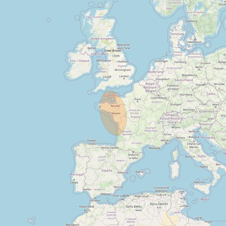 Eutelsat Konnect at 7° E downlink Ka-band EU05 User Spot beam coverage map