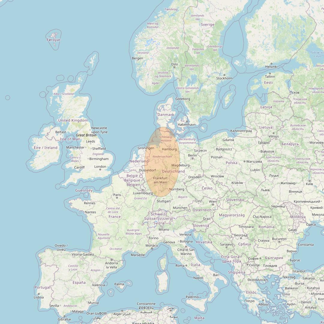 Eutelsat Konnect at 7° E downlink Ka-band EU08 User Spot beam coverage map