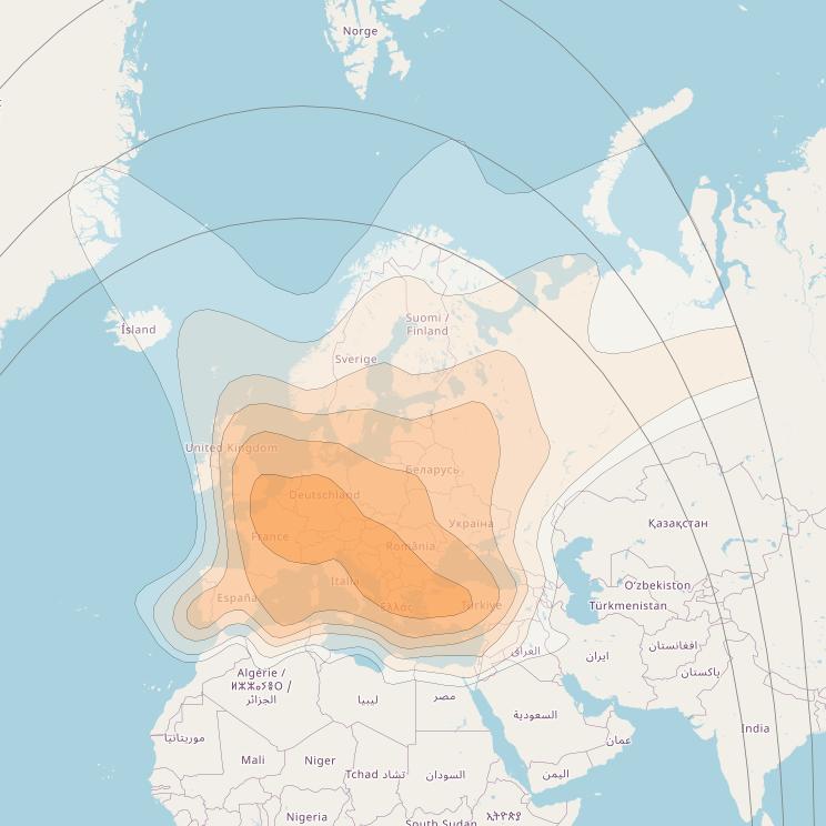 Eutelsat 7B at 7° E downlink Ka-band Europe C beam coverage map