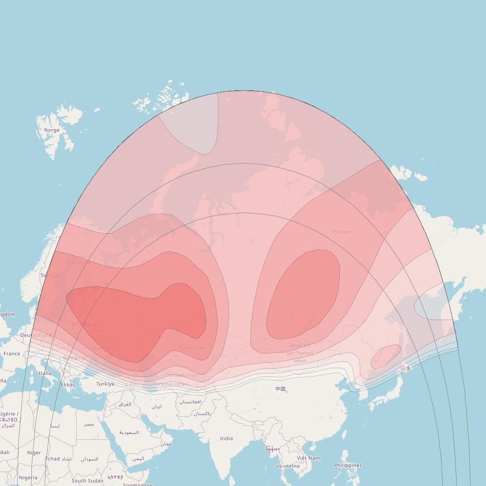 Intelsat 15 at 85° E downlink Ku-band Russia Beam coverage map