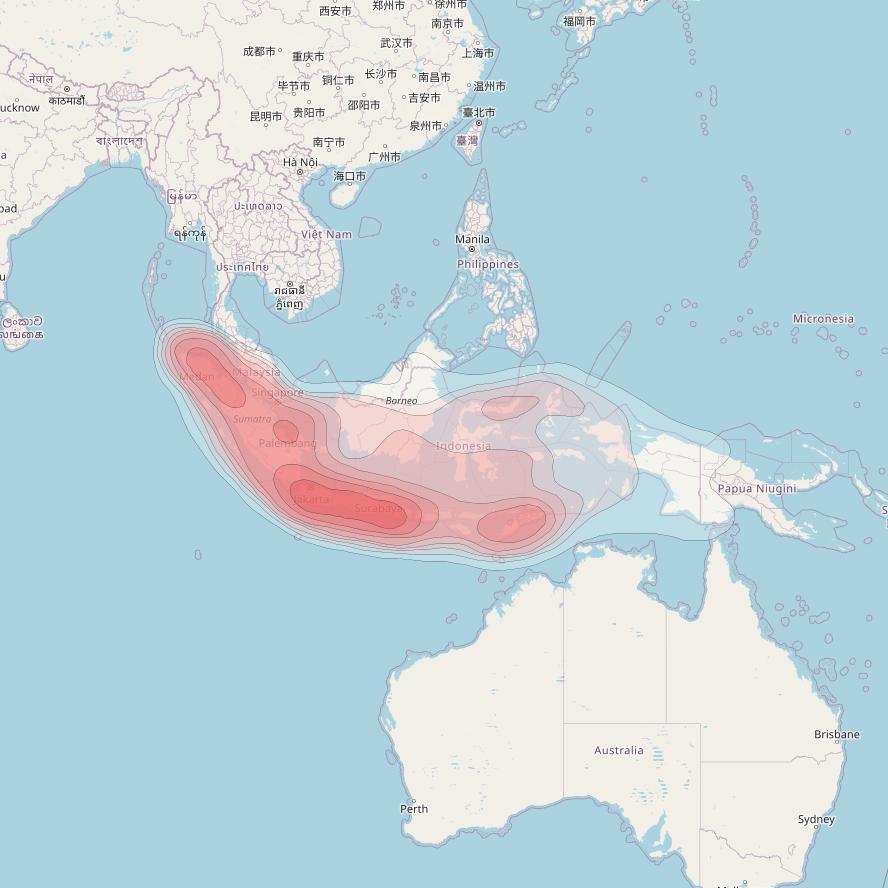 Measat 3A at 91° E downlink Ku-band Indonesia Beam coverage map