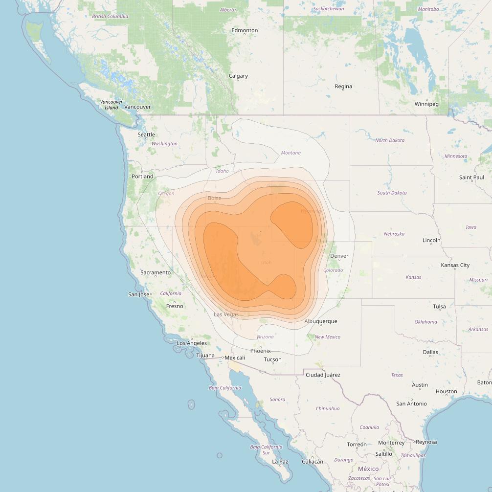 Directv 14 at 99° W downlink Ka-band Spot A20R (Salt Lake) beam coverage map