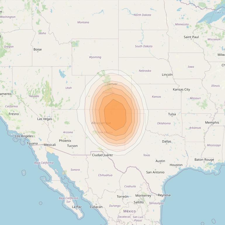 Directv 11 at 99° W downlink Ka-band Spot 2 Beam (Santa Fe) coverage map