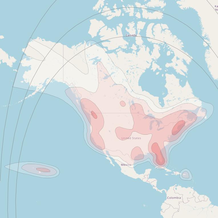 Galaxy 16 at 99° W downlink Ku-band North America Beam coverage map